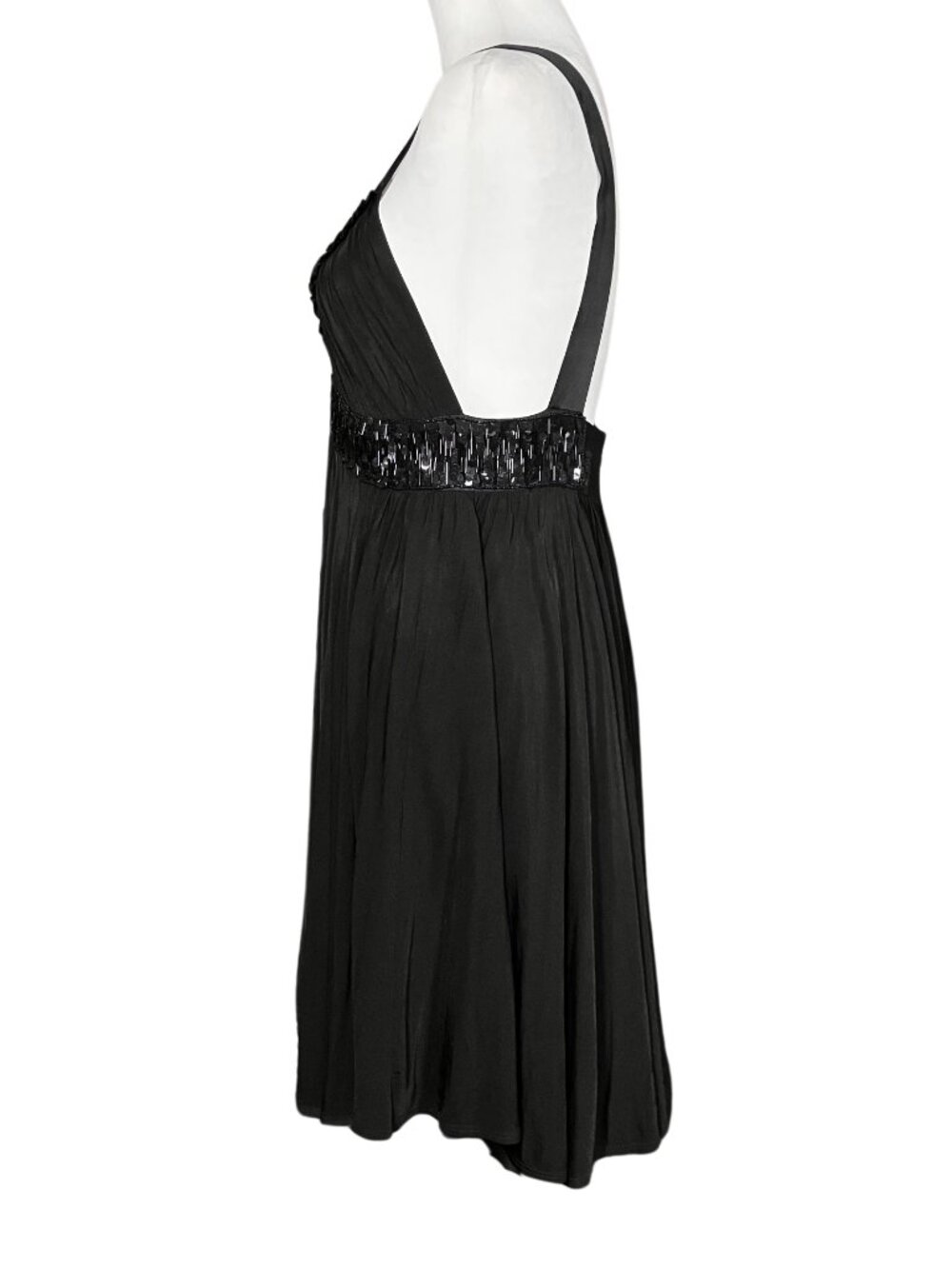 90s Y2K Vintage Bebe Backless Black Midi Dress. S/M. Cocktail Party Beaded Prom - Picture 6 of 11